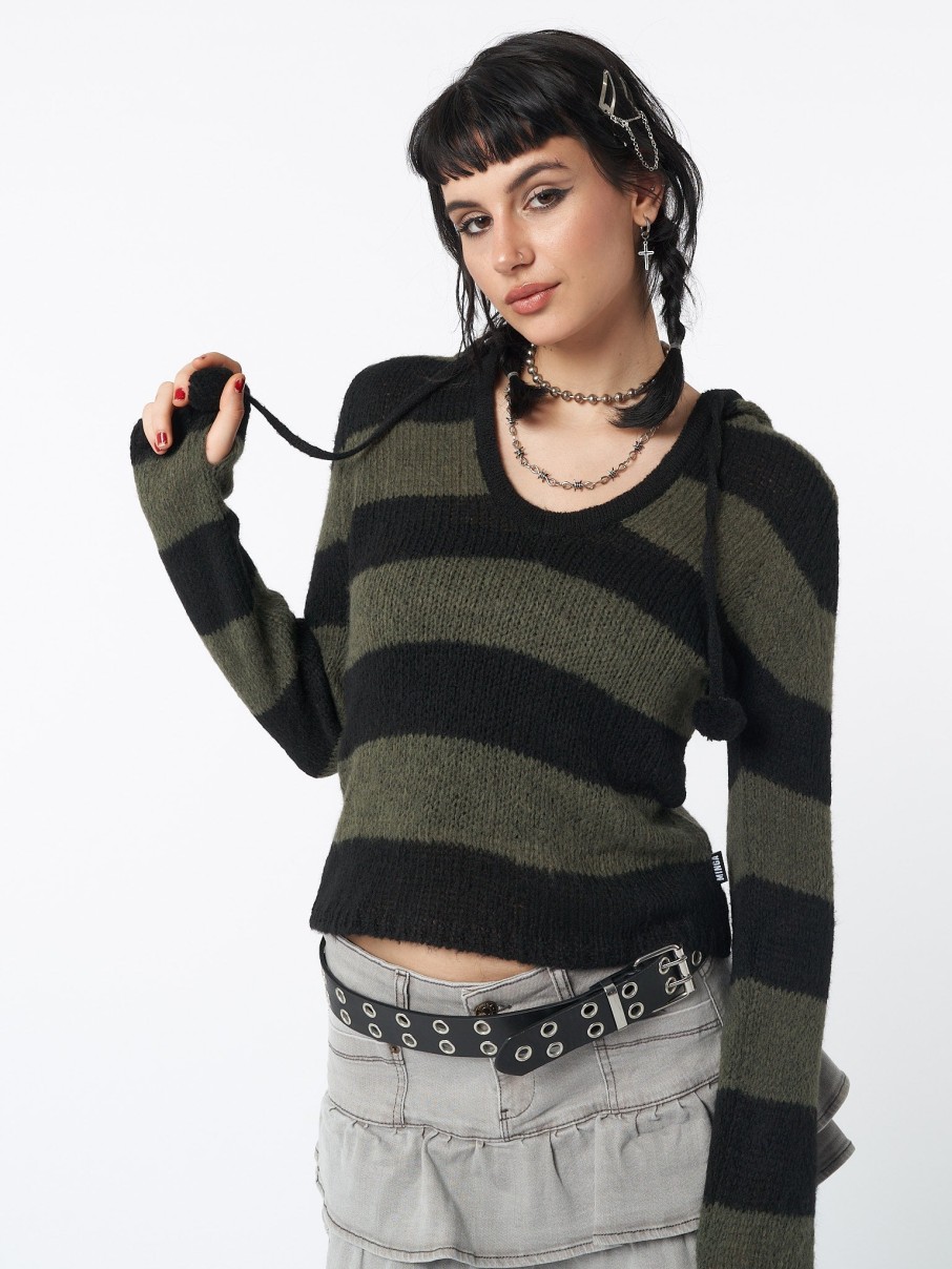 Minga London Forest Stripes Knitted Hoodie | Knitwear