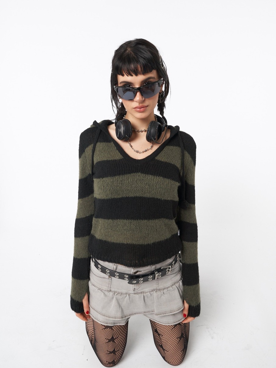 Minga London Forest Stripes Knitted Hoodie | Knitwear