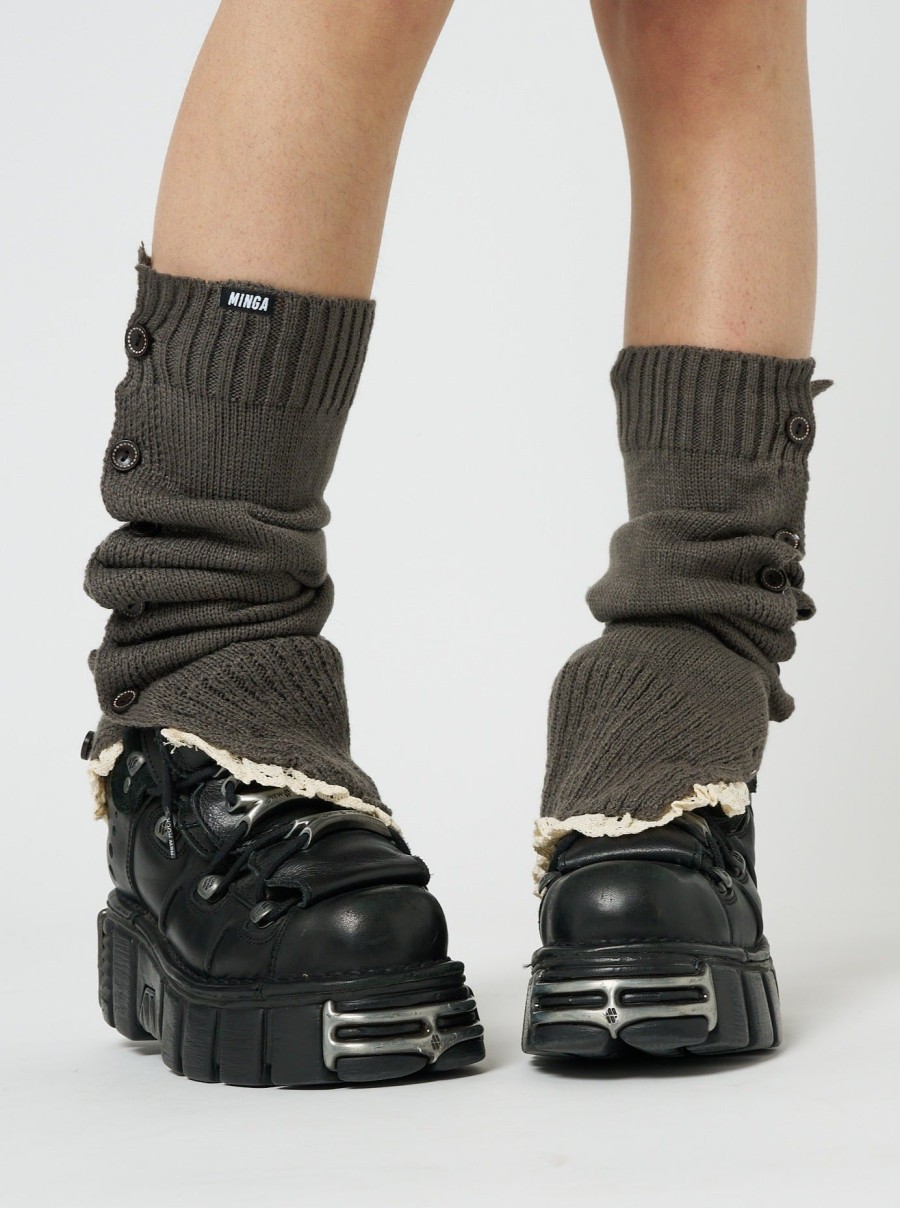 Minga London Zeva Grey Buttoned Leg Warmers | Accessories