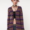 Minga London Luna Striped Tie Front Knit Cardigan | Jackets & Cardigans