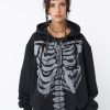 Minga London Skeleton Black Zip Up Hoodie | Jackets & Cardigans