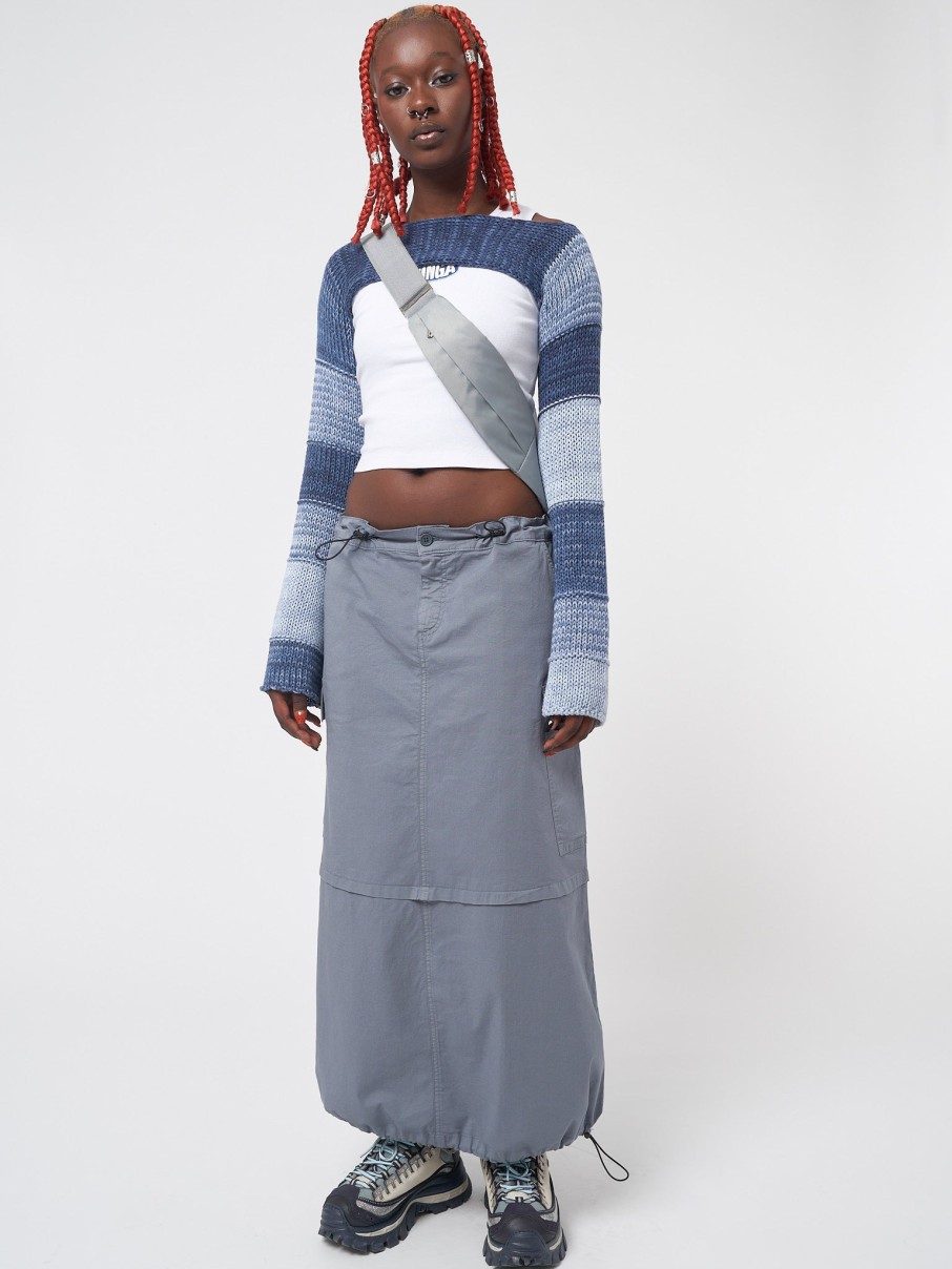 Minga London Ruby Stone Blue Maxi Tech Cargo Skirt | Bottoms