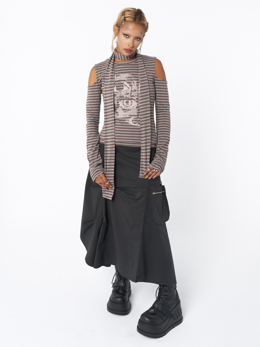 Minga London Lexi Black Tech Cargo Maxi Skirt | Bottoms