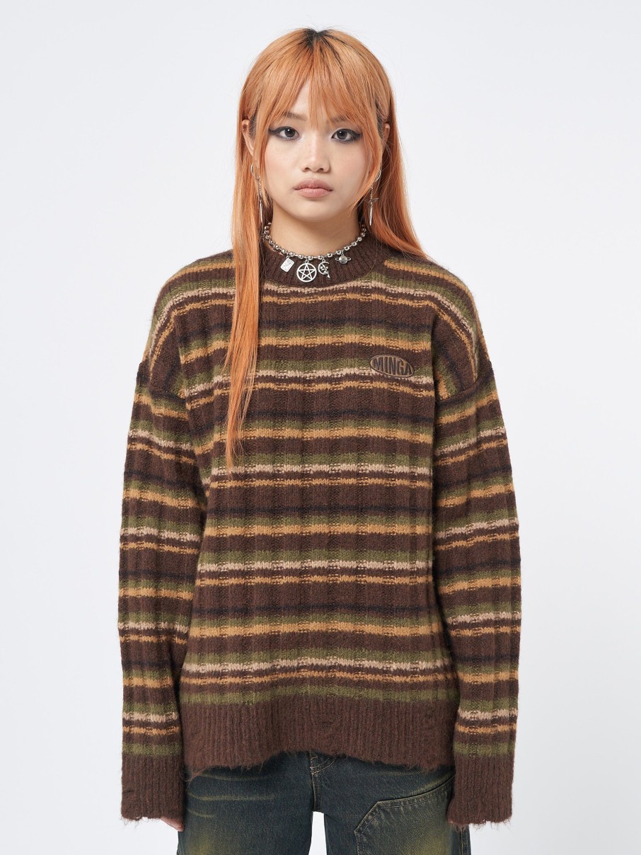 Minga London Hazel Striped Chunky Knit Jumper | Knitwear