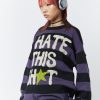 Minga London I Hate This Sh*T Graphic Striped Jumper | Knitwear