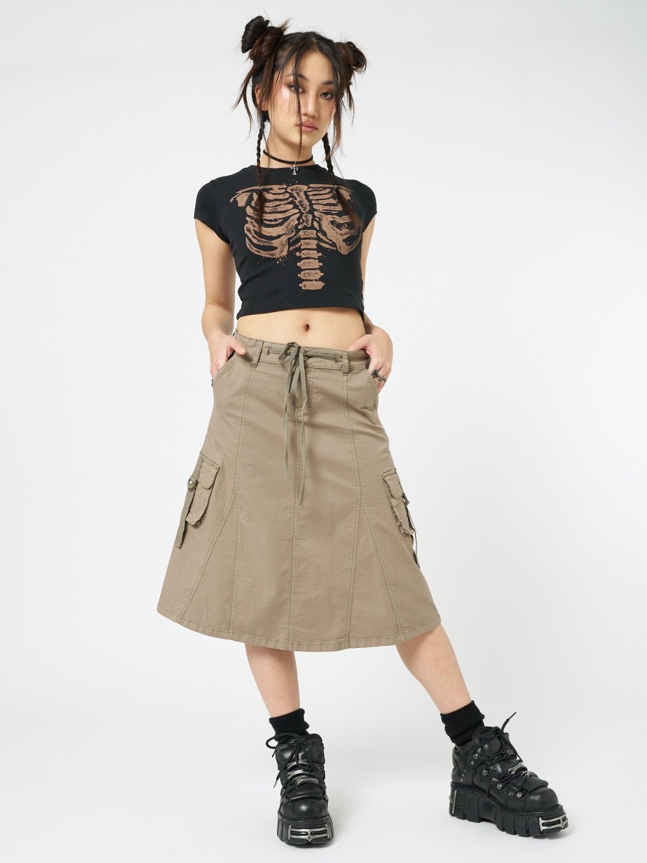 Minga London Fae Brown Cargo Midi Skirt | Bottoms