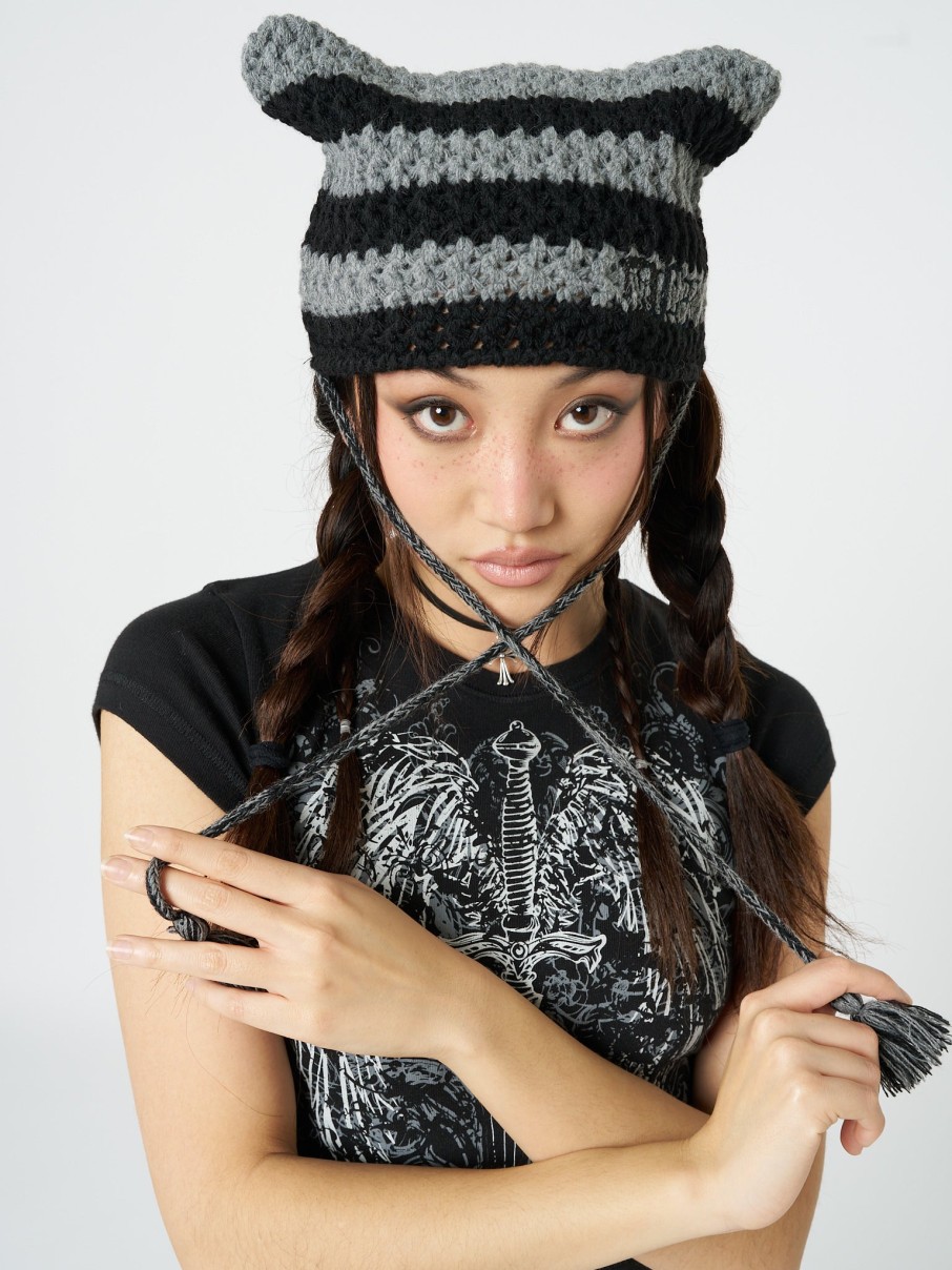 Minga London Greta Stripes Tie Knit Hat | Accessories