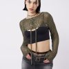 Minga London Ramona Green Lace Up Knitted Shrug | Knitwear