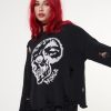 Minga London Skull Kid Black Distressed Jumper | Sweaters & Hoodies