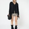 Minga London Nixie Black Lace Up Cardigan | Knitwear