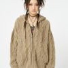 Minga London Eli Beige Zip Up Cable Knit Cardigan | Sweaters & Hoodies