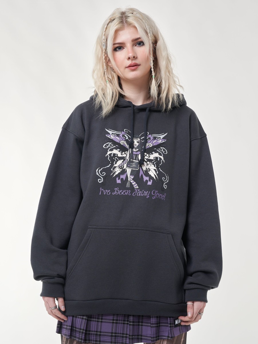 Minga London Wicked Fairy Dark Grey Hoodie | Sweaters & Hoodies