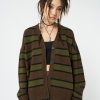 Minga London Neesa Brown & Green Stripe Knit Cardigan | Jackets & Cardigans