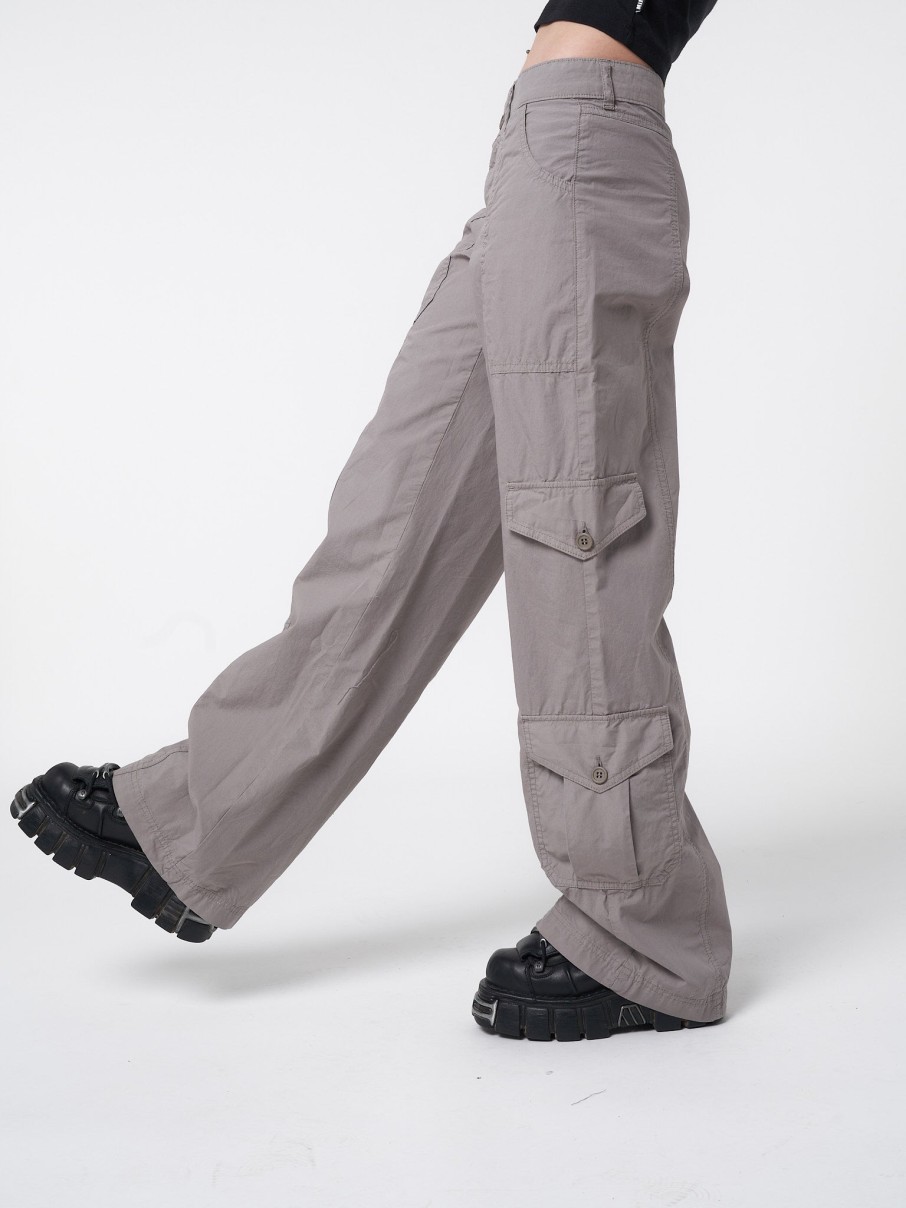 Minga London Cleo Grey Y2K Cargo Pants | Bottoms