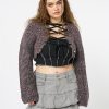 Minga London Arabella Mauve Knitted Lace Up Cardigan | Knitwear