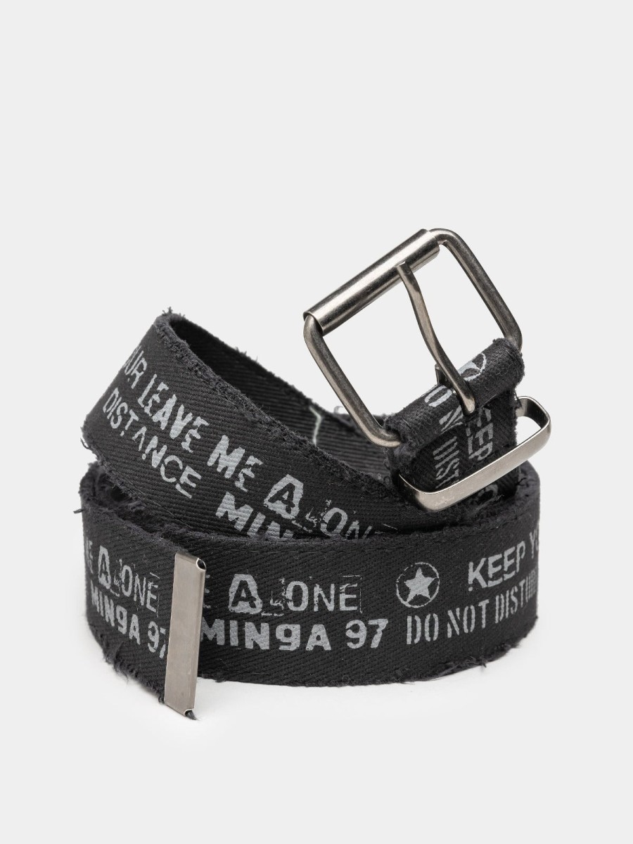 Minga London Do Not Disturb Black Canvas Belt | Accessories