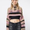 Minga London Giselle Pink Extreme Crop Knit Sweater | Knitwear