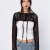 Minga London Ramona Black Lace Up Knitted Shrug | Tops & T-Shirts