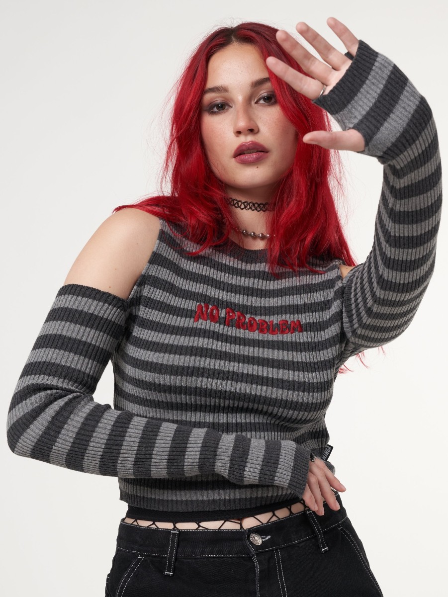 Minga London No Problem Striped Cut Out Top | Knitwear