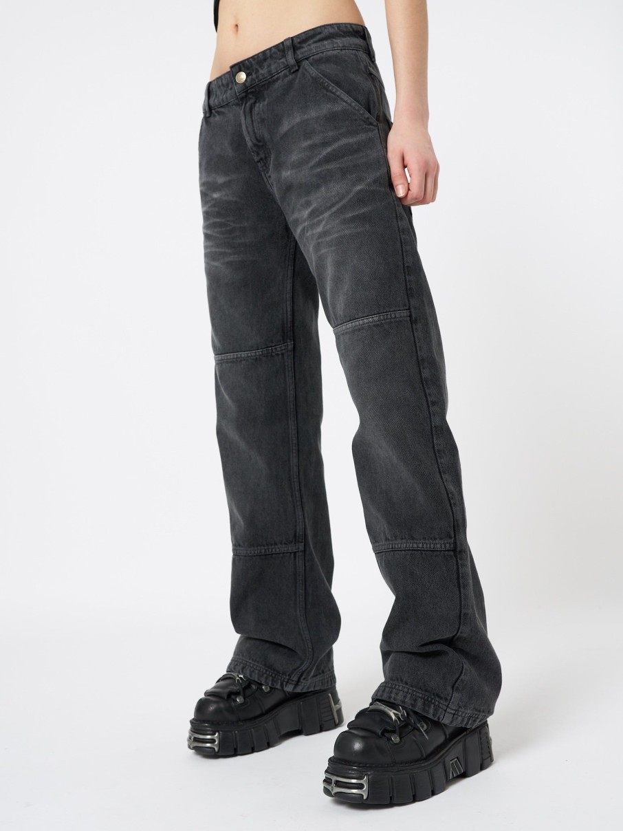 Minga London Shadow Washed Black Straight Jeans | Bottoms