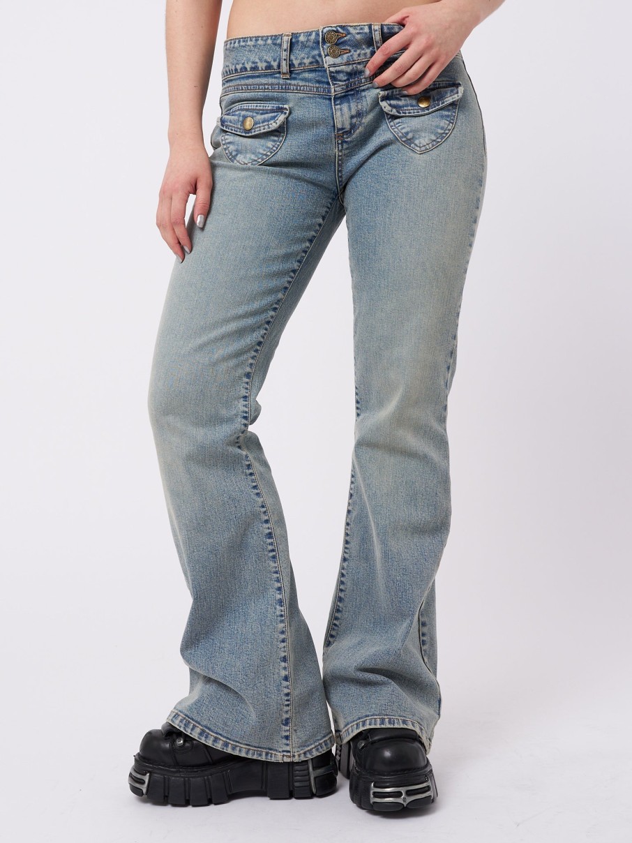 Minga London Mia Over Dye Front Pocket Flare Jeans | Bottoms