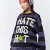 Minga London I Hate This Sh*T Graphic Striped Jumper | Sweaters & Hoodies