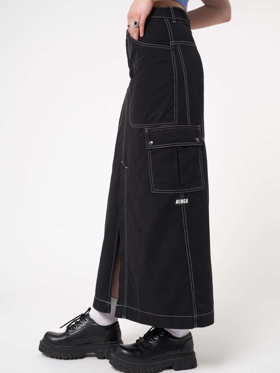 Minga London Deb Black Cargo Maxi Skirt | Bottoms