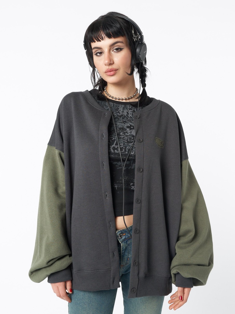 Minga London Ivy Black Green Bomber Jacket | Jackets & Cardigans