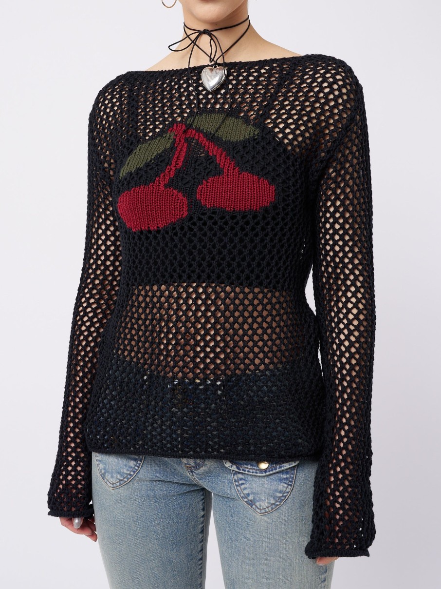 Minga London Cerise Open Knit Jumper | Sweaters & Hoodies