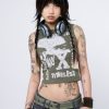 Minga London Acid Vision Khaki Graphic Vest Top | Tops & T-Shirts