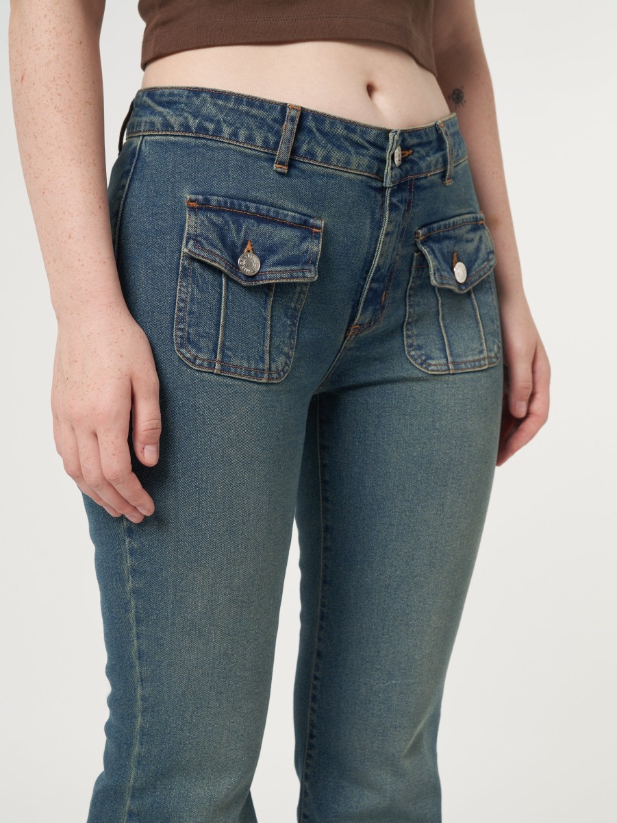 Minga London Jade Overdye Front Pocket Flare Jeans | Bottoms