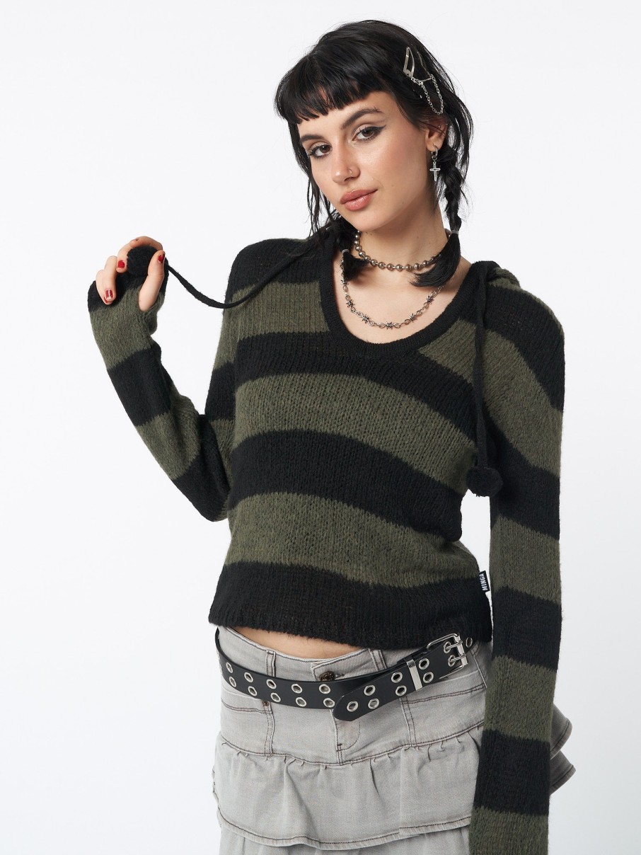 Minga London Forest Stripes Knitted Hoodie | Sweaters & Hoodies