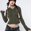 Minga London Jinx Green Cropped Zip Hoodie Cardigan | Jackets & Cardigans