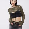 Minga London Ramona Green Lace Up Knitted Shrug | Tops & T-Shirts