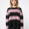 Minga London Clara Pink Cropped Striped Knit Sweater | Sweaters & Hoodies