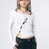 Minga London Hana White Asymmetrical Cut Out Top | Tops & T-Shirts