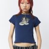 Minga London Skater Girl Graphic Blue Baby Tee | Tops & T-Shirts