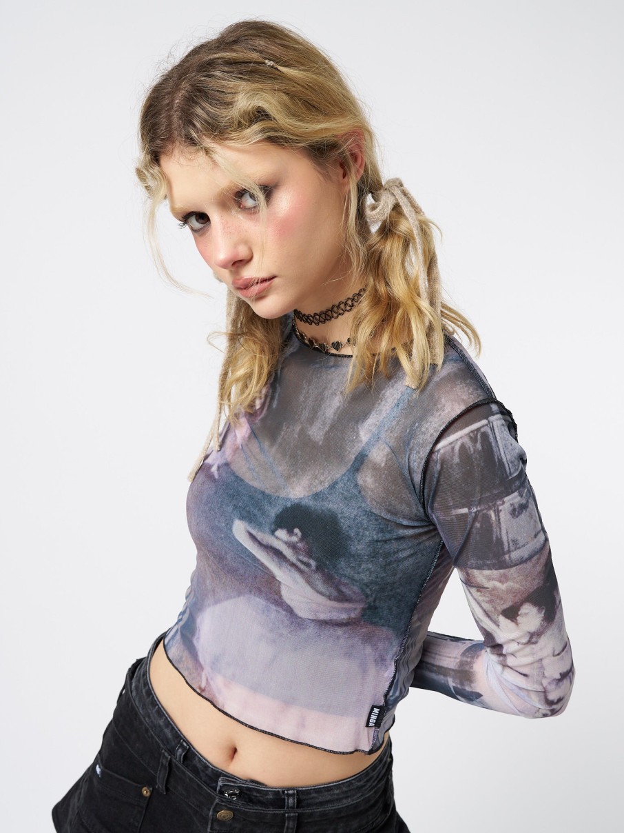 Minga London Midnight Dancing Long Sleeve Mesh Top | Tops & T-Shirts