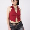 Minga London Raya Red Halter Neck Collar Top | Tops & T-Shirts