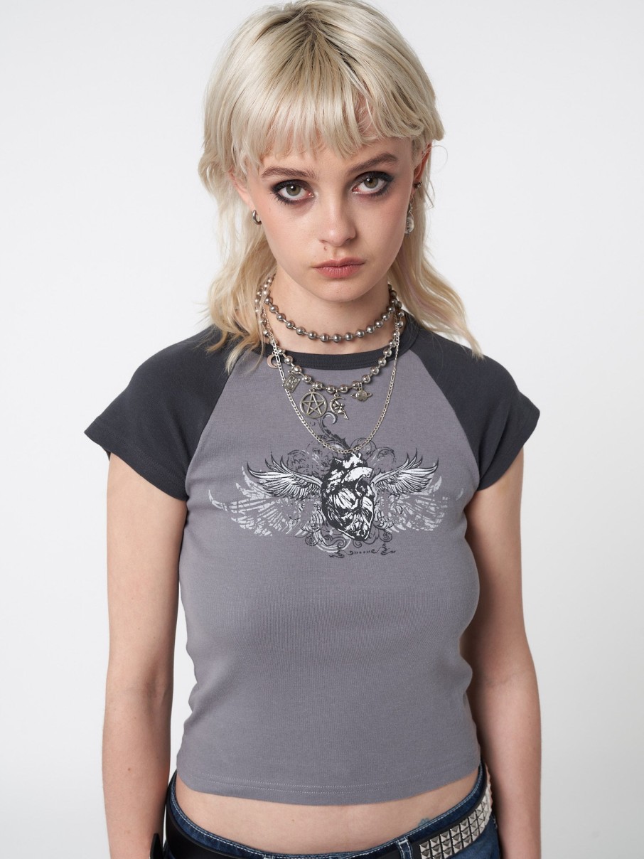 Minga London Winged Heart Raglan Baby Tee | Tops & T-Shirts