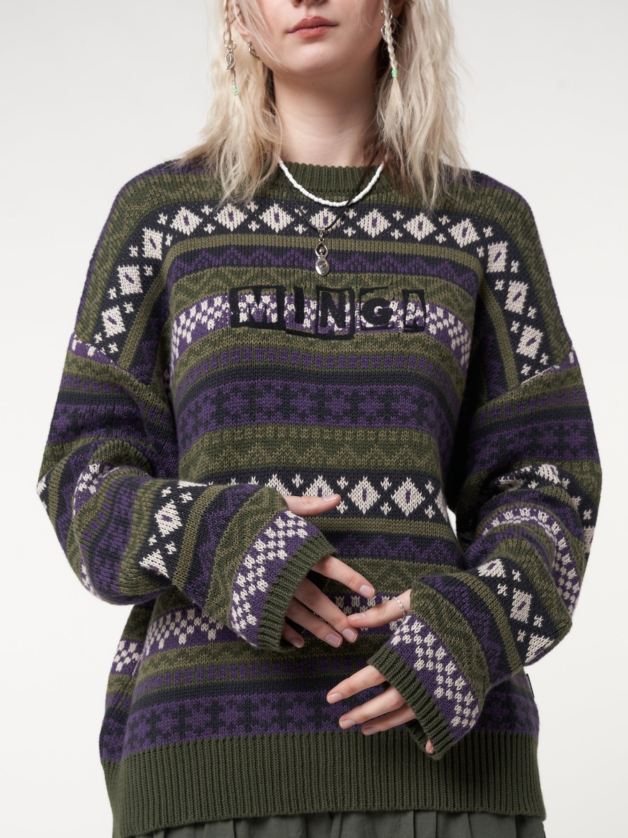 Minga London Aspen Jacquard Knit Jumper | Sweaters & Hoodies