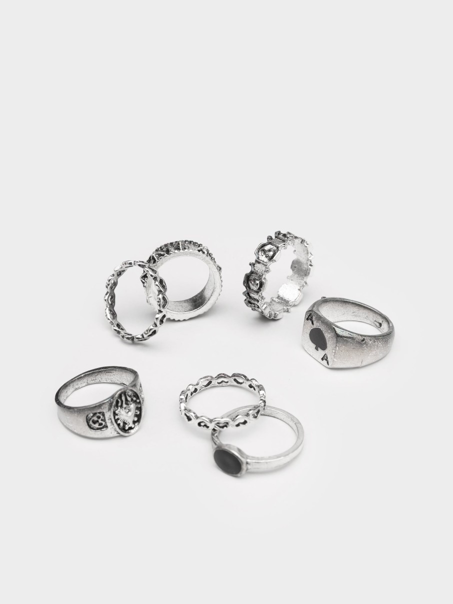 Minga London Ace Of Spades Silver Rings Set | Accessories