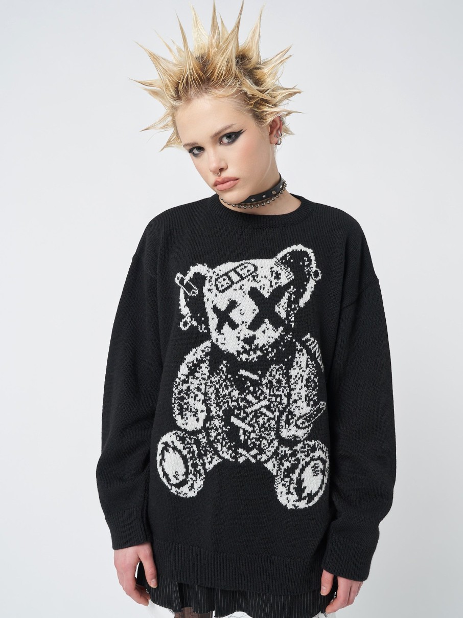 Minga London Broken Teddy Bear Jacquard Knit Jumper | Knitwear