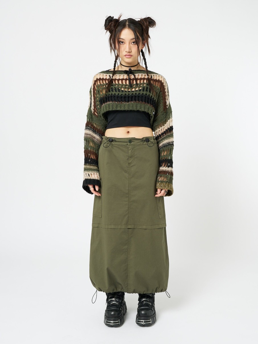 Minga London Ruby Khaki Maxi Cargo Skirt | Bottoms