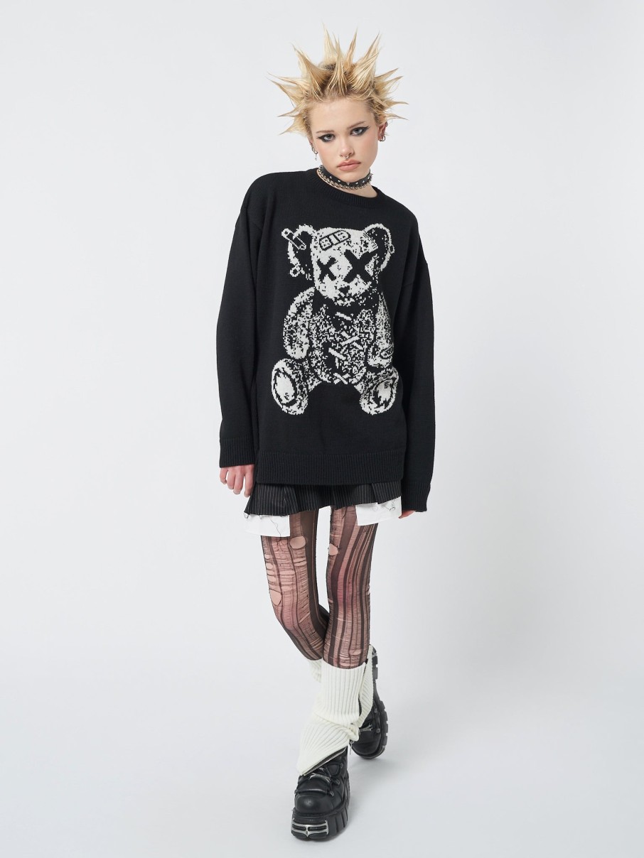 Minga London Broken Teddy Bear Jacquard Knit Jumper | Sweaters & Hoodies