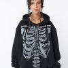 Minga London Skeleton Black Zip Up Hoodie | Sweaters & Hoodies