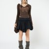 Minga London Flora Black Layered Asymmetrical Mini Skirt | Bottoms