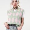 Minga London Milkshake Argyle Knitted Sweater Vest | Knitwear