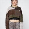 Minga London Gigi Patchwork Cable Knit Crop Jumper | Sweaters & Hoodies