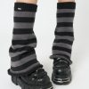 Minga London Black & Grey Striped Flare Leg Warmers | Accessories